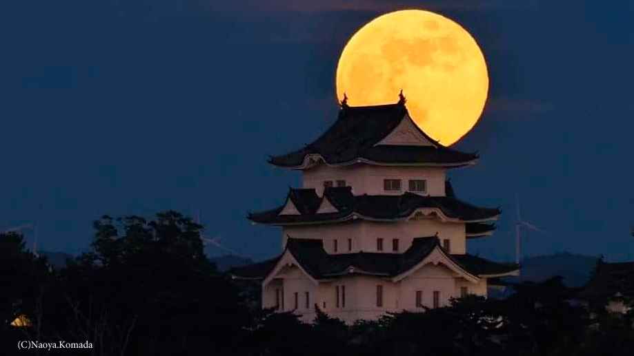 伊賀の城と月